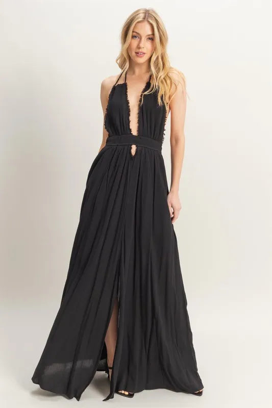 HYFVE Halter Neck Fitted Waist Flowy Maxi Dress Barbs Country Creations HYFVE Halter Neck Fitted Waist Flowy Maxi Dress Barbs Country Creations