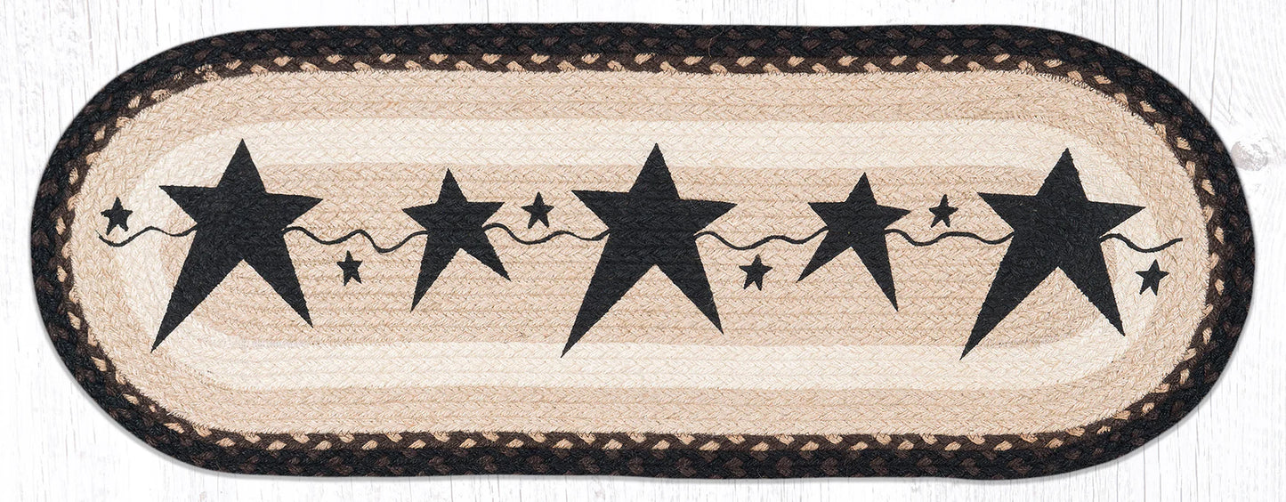 13 x 36" Primitive Stars Black Oval Patch Runner