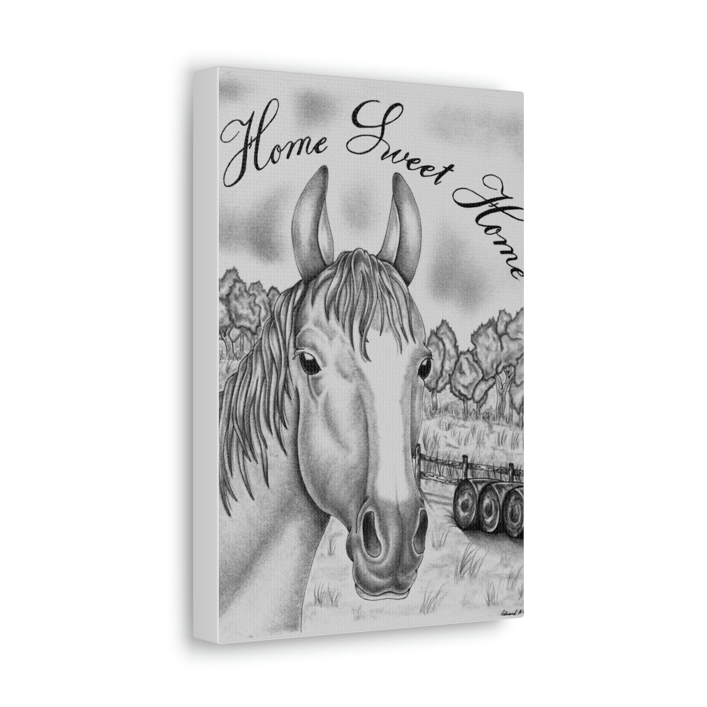 8x12" Horse Graphite art print on canvas
