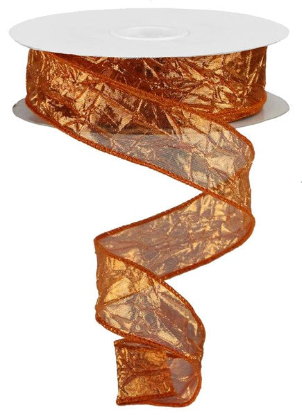 1.5"X25yd Crushed Metallic Rbn: Copper
