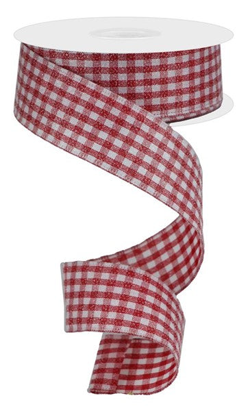 1.5"X10yd Glitter On Woven Gingham Check