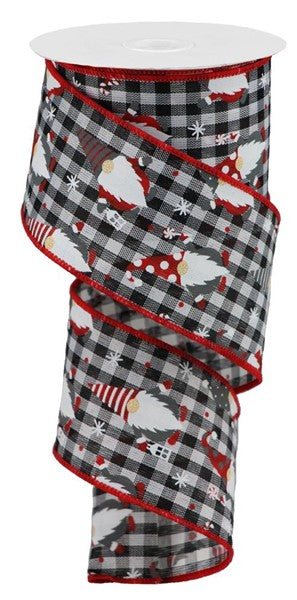 2.5"X10yd Christmas Gnomes On Check