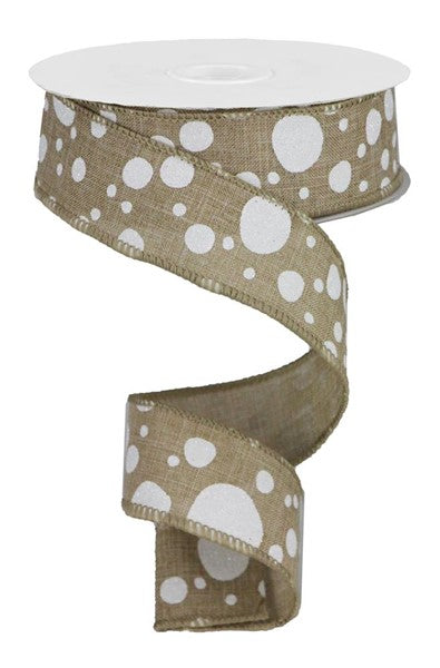 1.5"X 10 yd Irregular Dots On Royal : Lt Beige/White/Silver