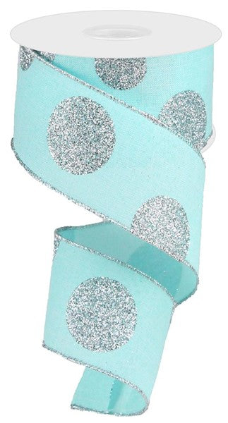 2.5"X 10 yd Glittered Multi Dots On Royal