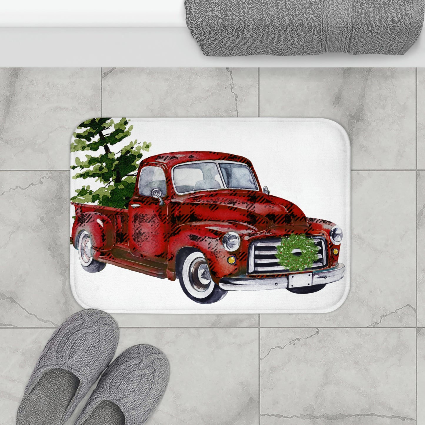 Red truck Bath Mat