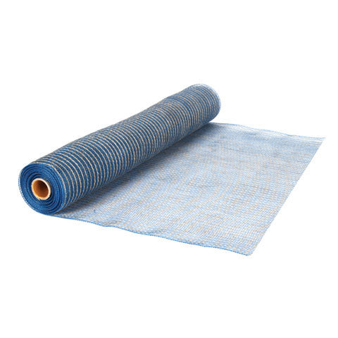 Wide Floral Mesh in Denim Blue with Jute, 8 yards