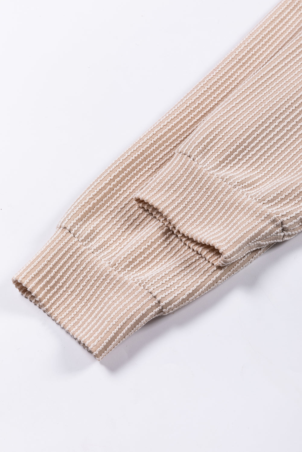 Khaki Color Block Long Sleeve Ribbed Loose Top