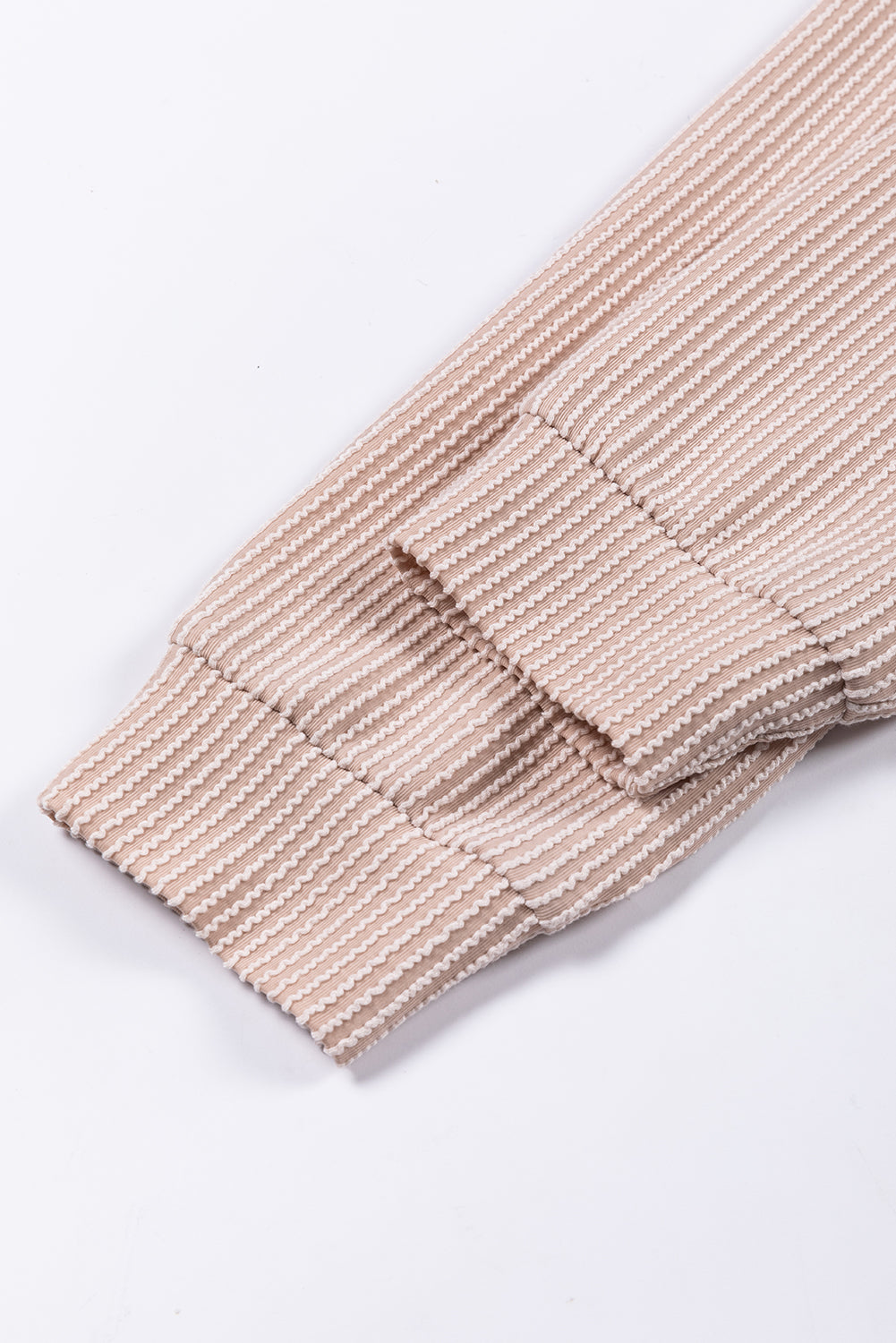 Khaki Color Block Long Sleeve Ribbed Loose Top