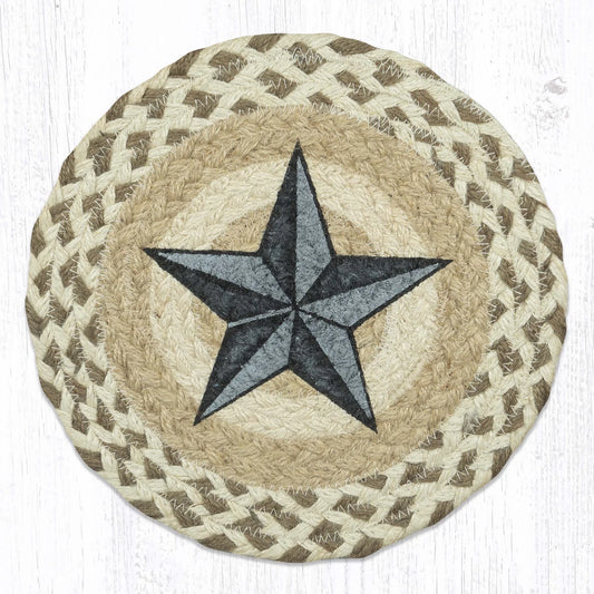 10" Round Printed Trivet with Black Barn Star Design