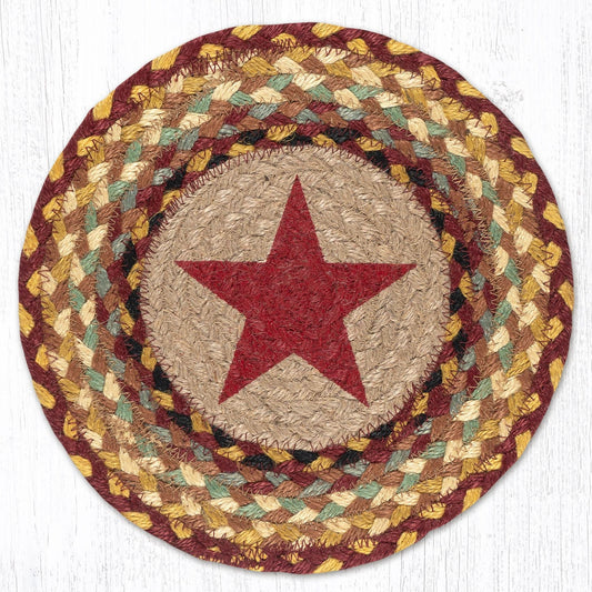 10" Round Printed Trivet with Burgundy Star Design