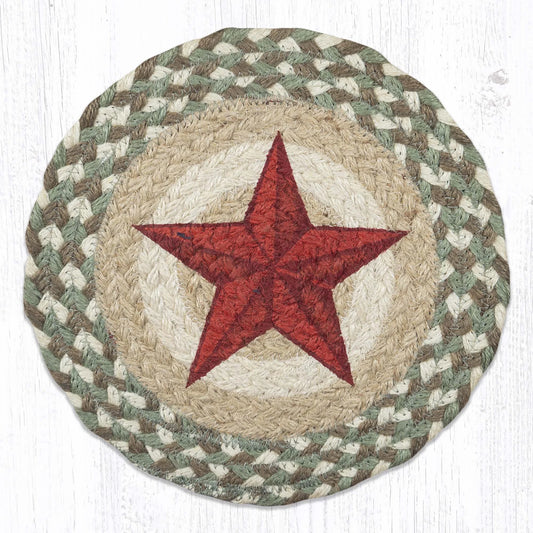 10" Round Printed Trivet with Red Barn Star Design