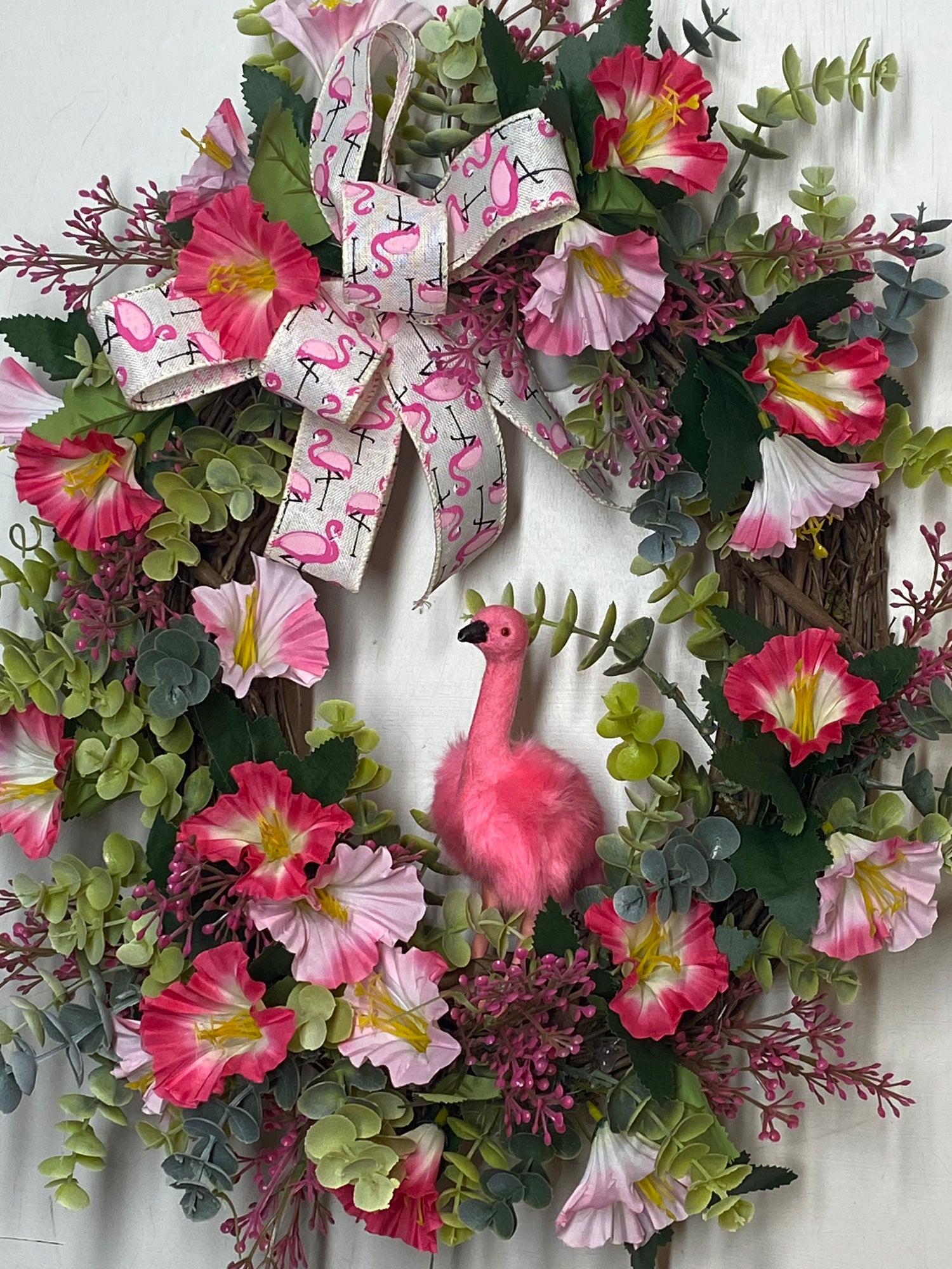 Flamingo wreath, front door wreath