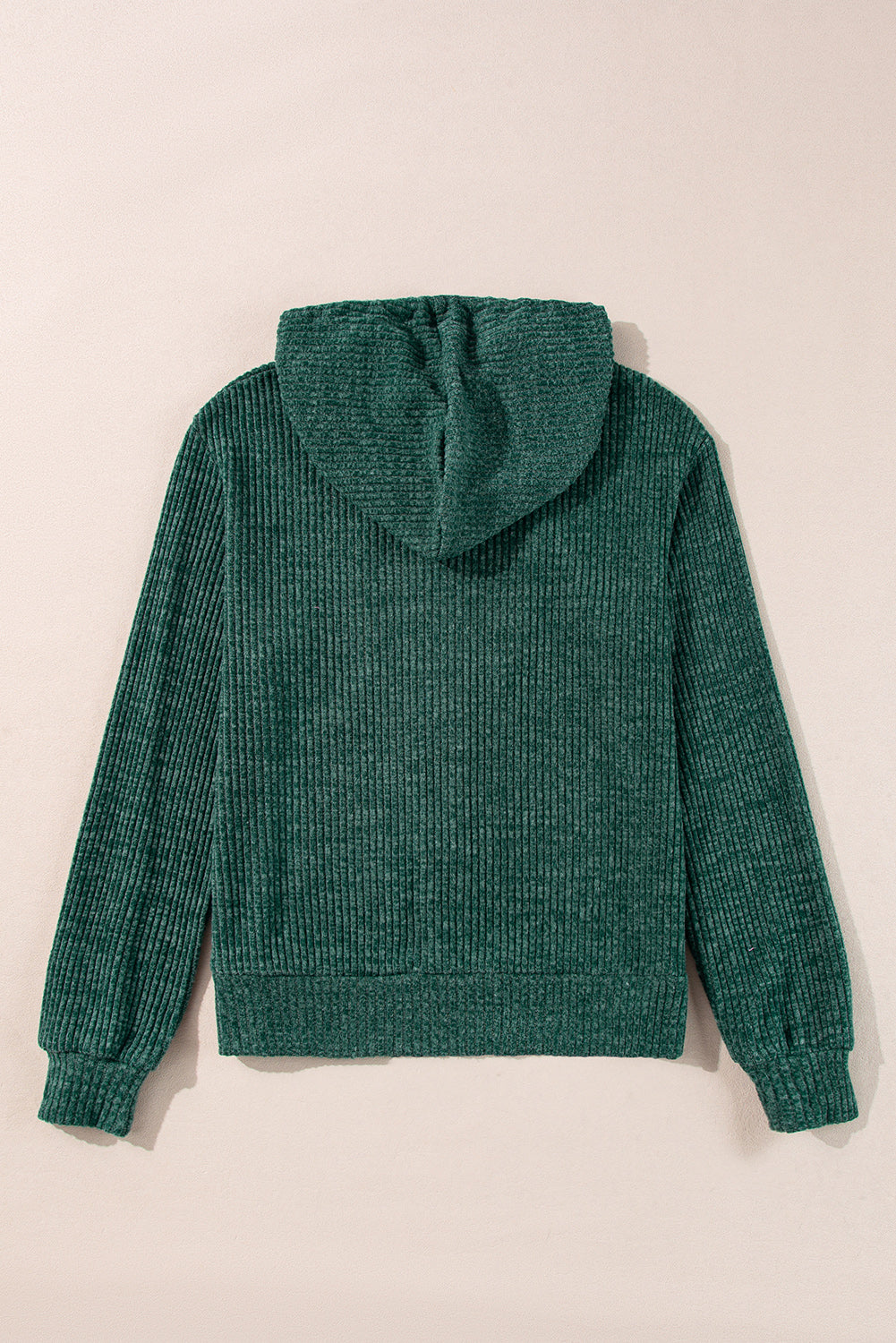 Red Dahlia Ribbed Zip Up Front Drawstring Hoodie