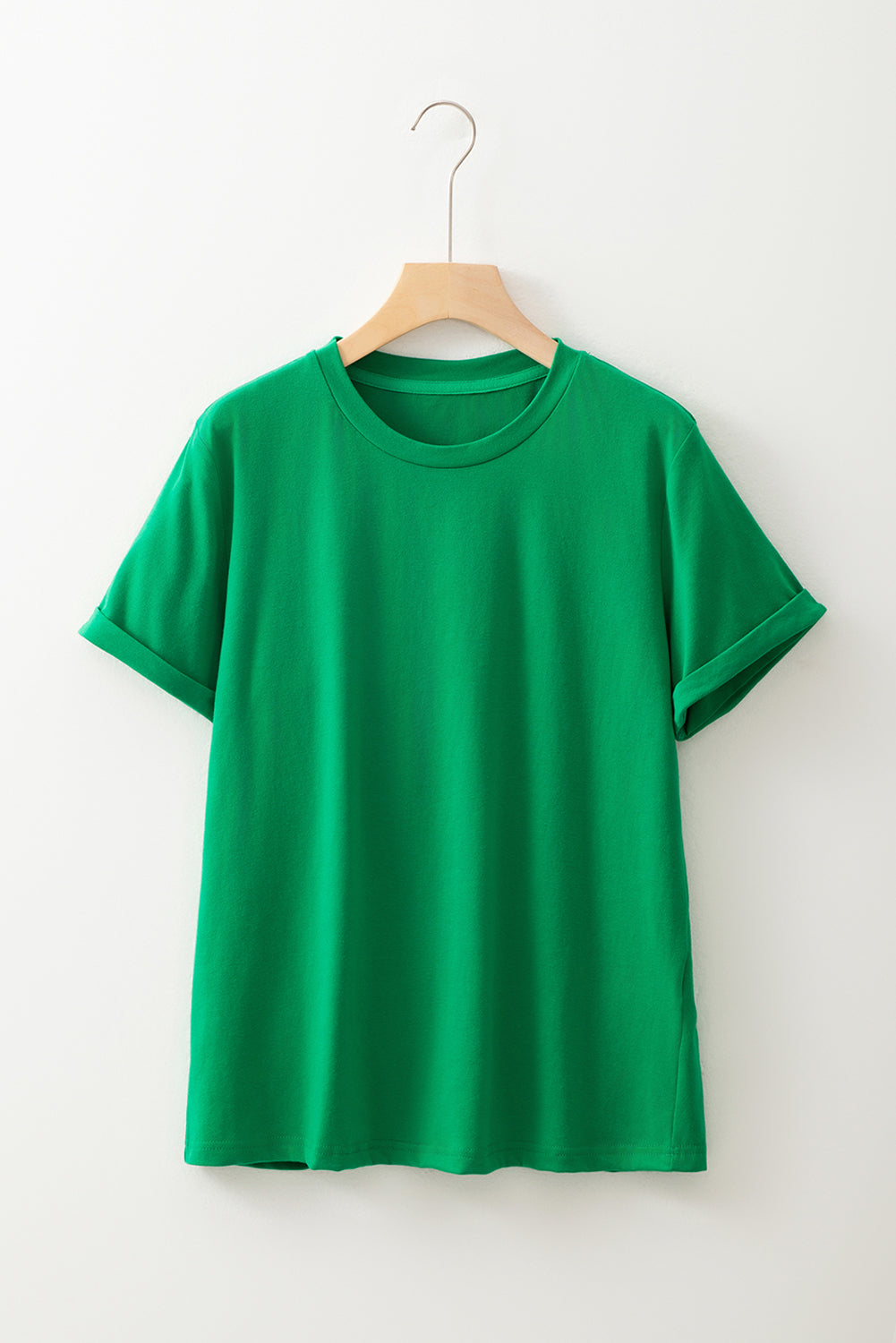 Khaki Casual Plain Crew Neck Tee