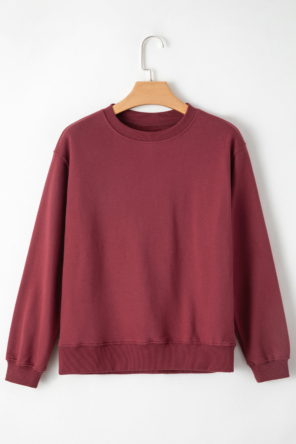 Gray Solid Fleece Lined Drop Shoulder Terry Sweatshirt