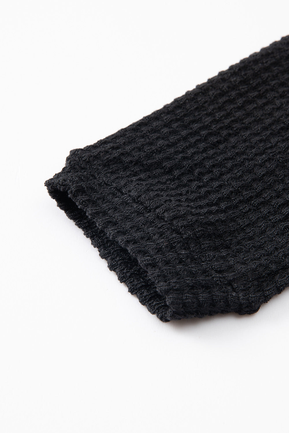 Dark Brown Waffle Knit Drop Shoulder Long Sleeve Top