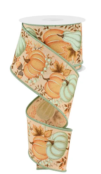 2.5" x 10yd Pumpkin/Gourd/Leaves