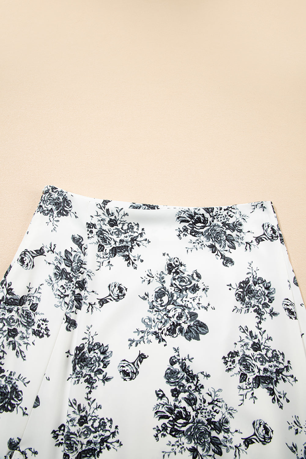Sky Blue Boho Floral High Waist Ruffle Split Maxi Skirt
