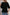 Black Solid Colour V-Neck Double Layer Sleeve Loose T-Shirt