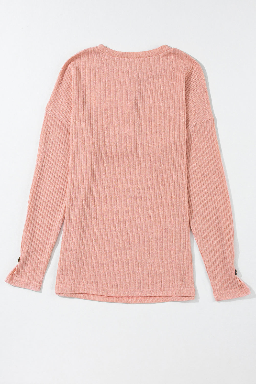 Pale Khaki Rib Textured Henley Knit Top