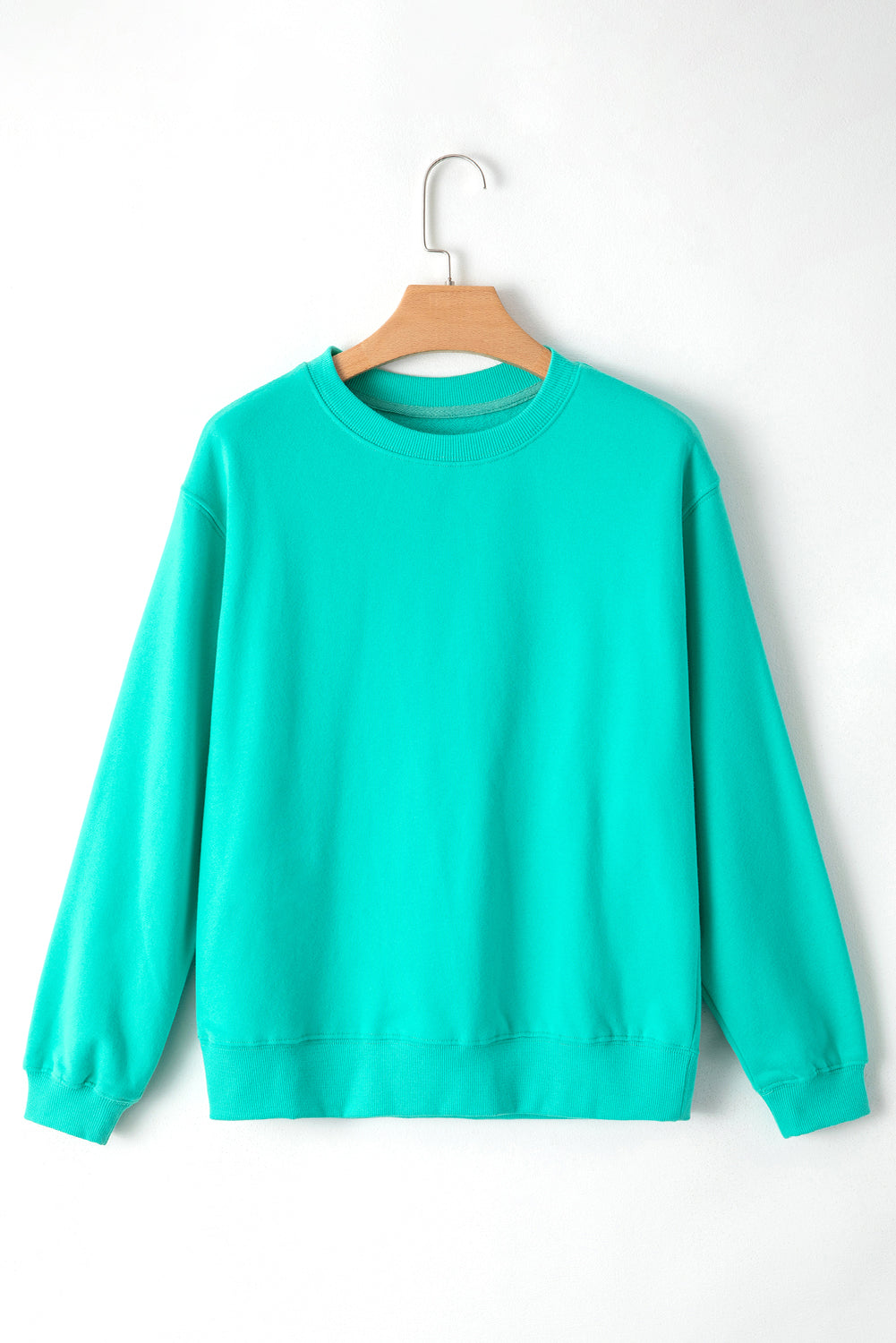 Gray Solid Fleece Lined Drop Shoulder Terry Sweatshirt