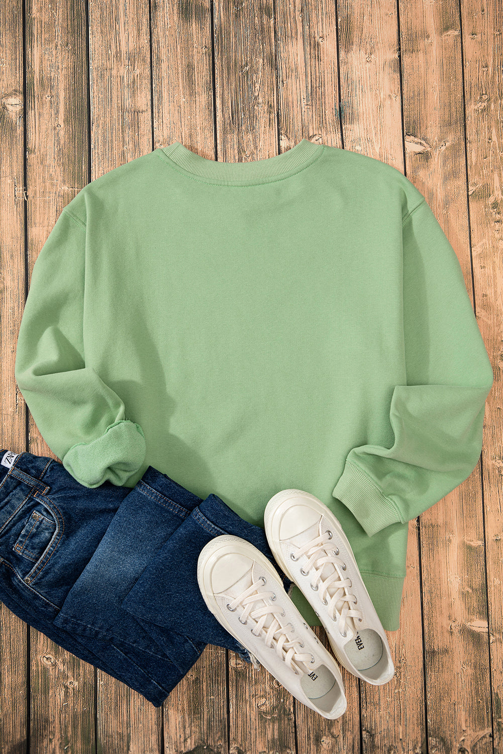 Gray Solid Fleece Lined Drop Shoulder Terry Sweatshirt