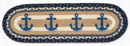 Navy Anchor Stair Tread oval braided