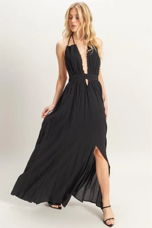 HYFVE Halter Neck Fitted Waist Flowy Maxi Dress Barbs Country Creations HYFVE Halter Neck Fitted Waist Flowy Maxi Dress Barbs Country Creations