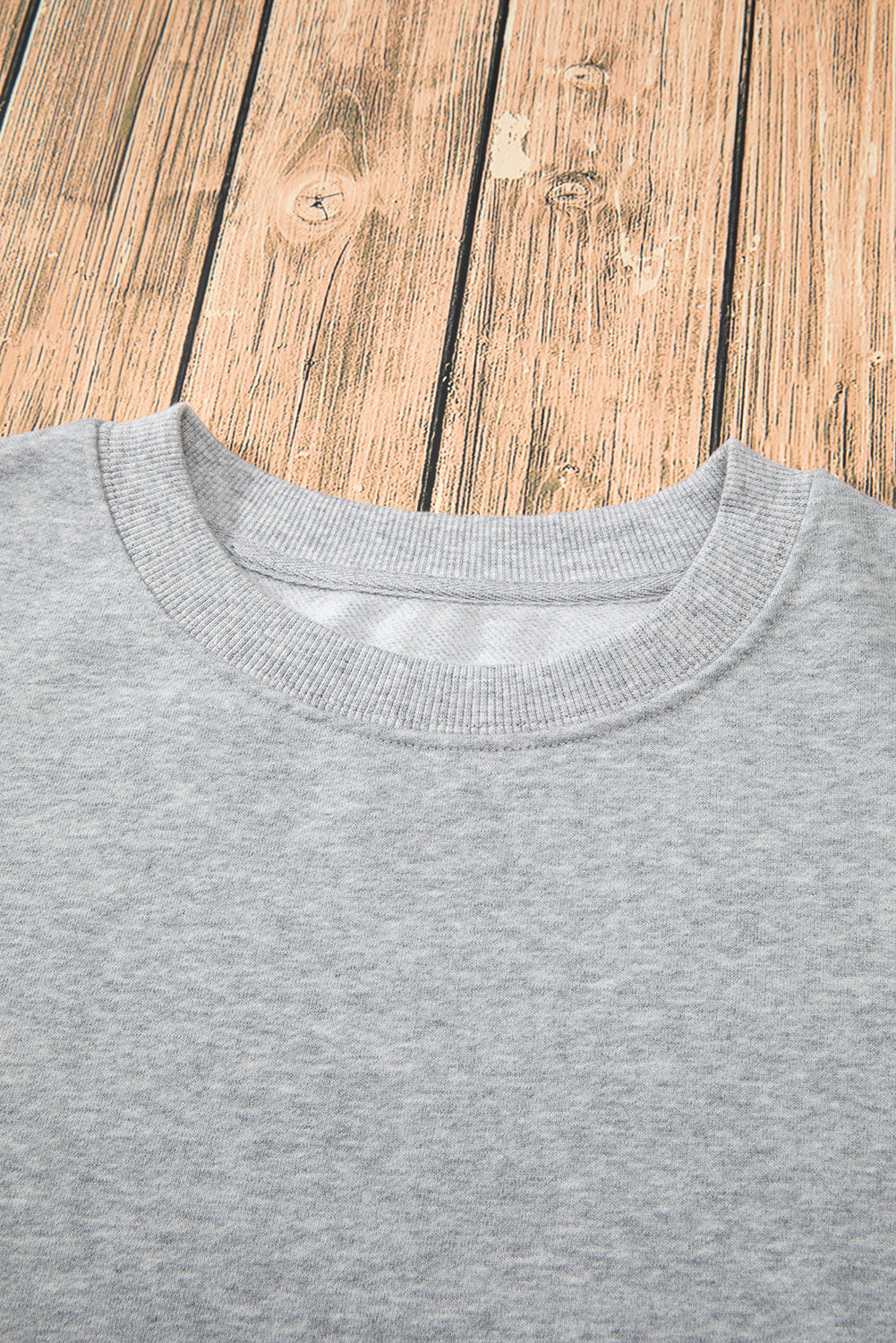Gray Solid Fleece Lined Drop Shoulder Terry Sweatshirt