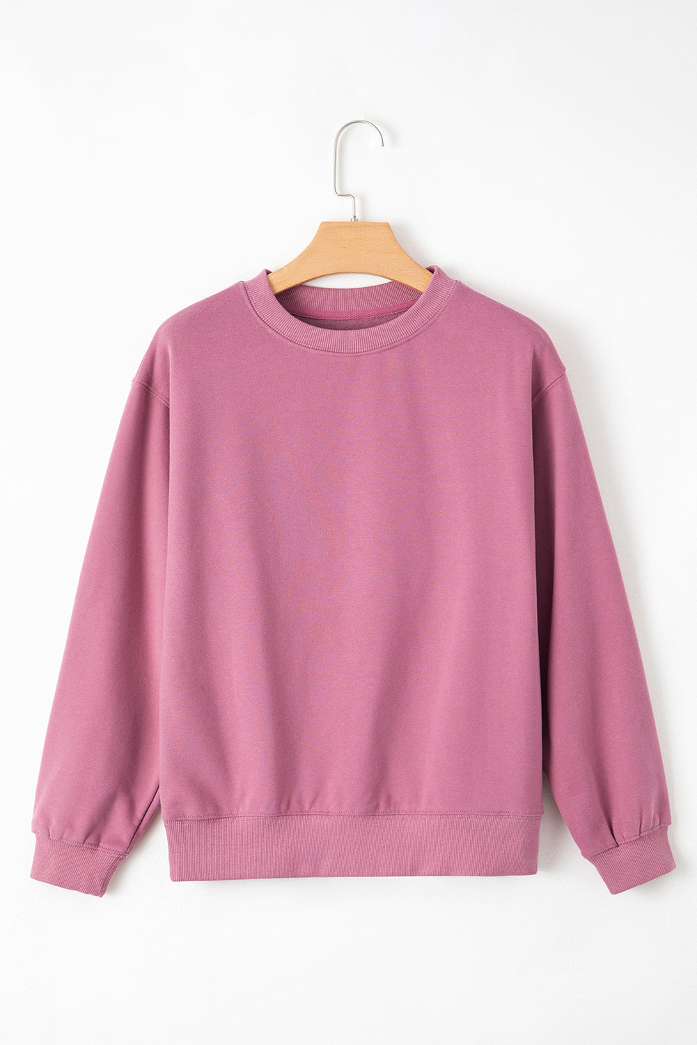 Gray Solid Fleece Lined Drop Shoulder Terry Sweatshirt