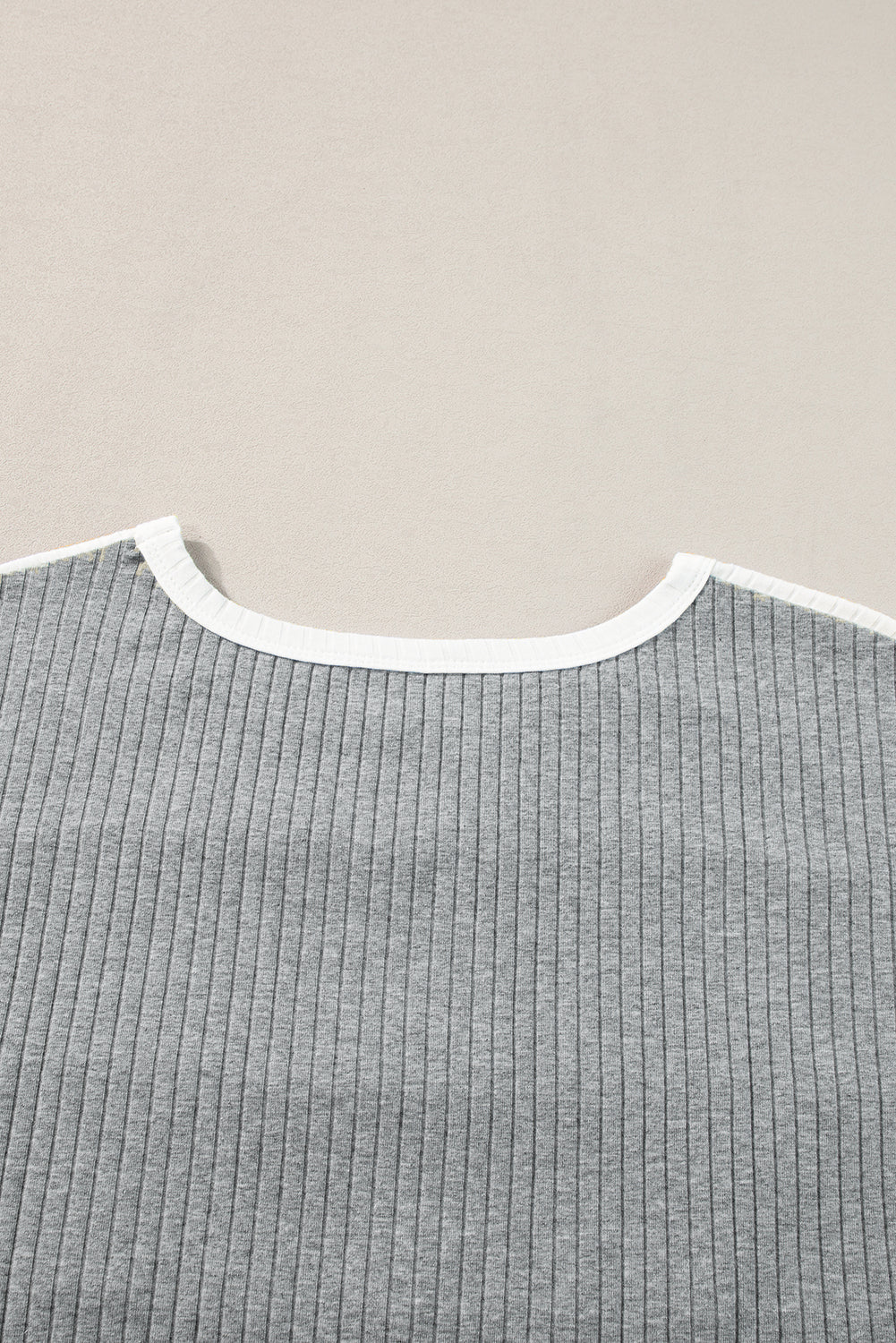 Moonlight Jade Ribbed Color Block Patchwork T-shirt