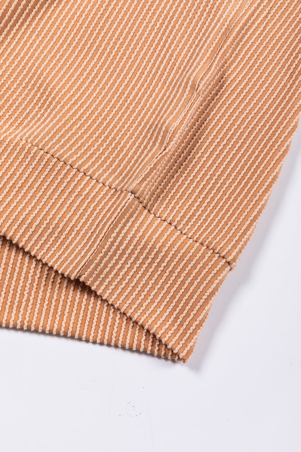 Khaki Color Block Long Sleeve Ribbed Loose Top