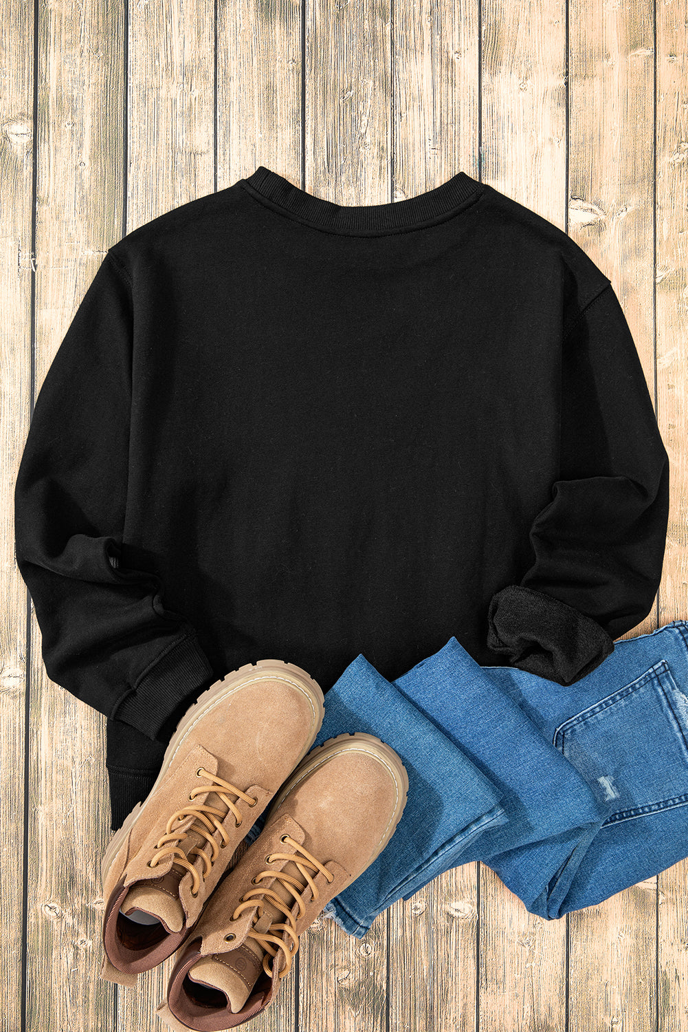 Gray Solid Fleece Lined Drop Shoulder Terry Sweatshirt