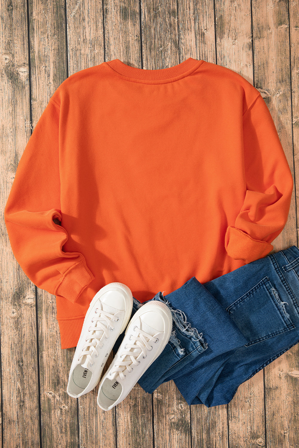 Gray Solid Fleece Lined Drop Shoulder Terry Sweatshirt