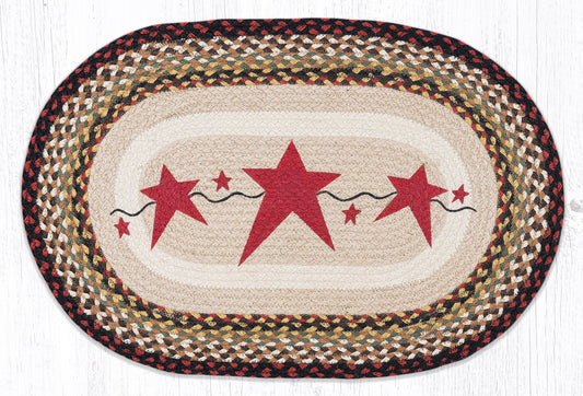 Primitive Stars Burgundy oval braided rug