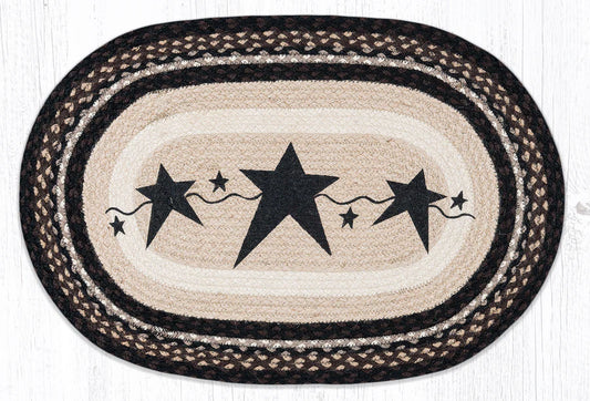 Primitive Stars Black oval braided rug