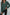 Green Geometric Print Notched Neck Puff Sleeve Blouse