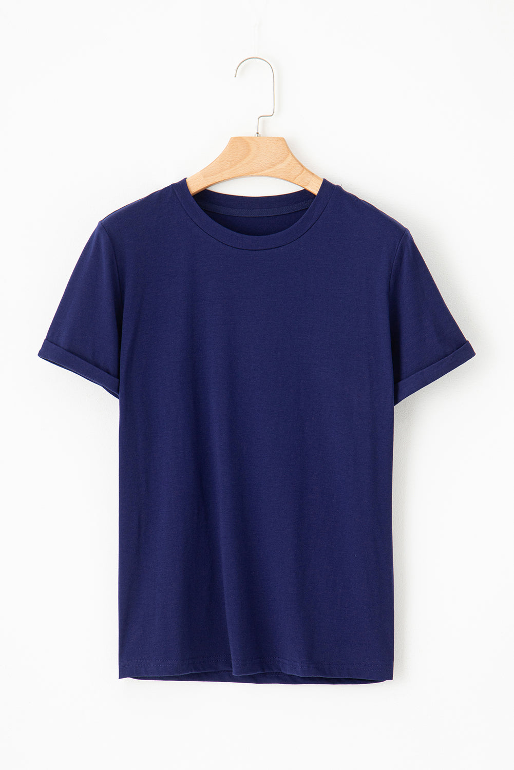 Khaki Casual Plain Crew Neck Tee