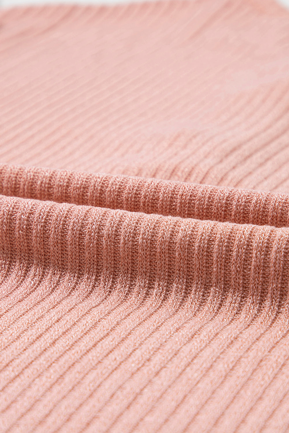 Pale Khaki Rib Textured Henley Knit Top