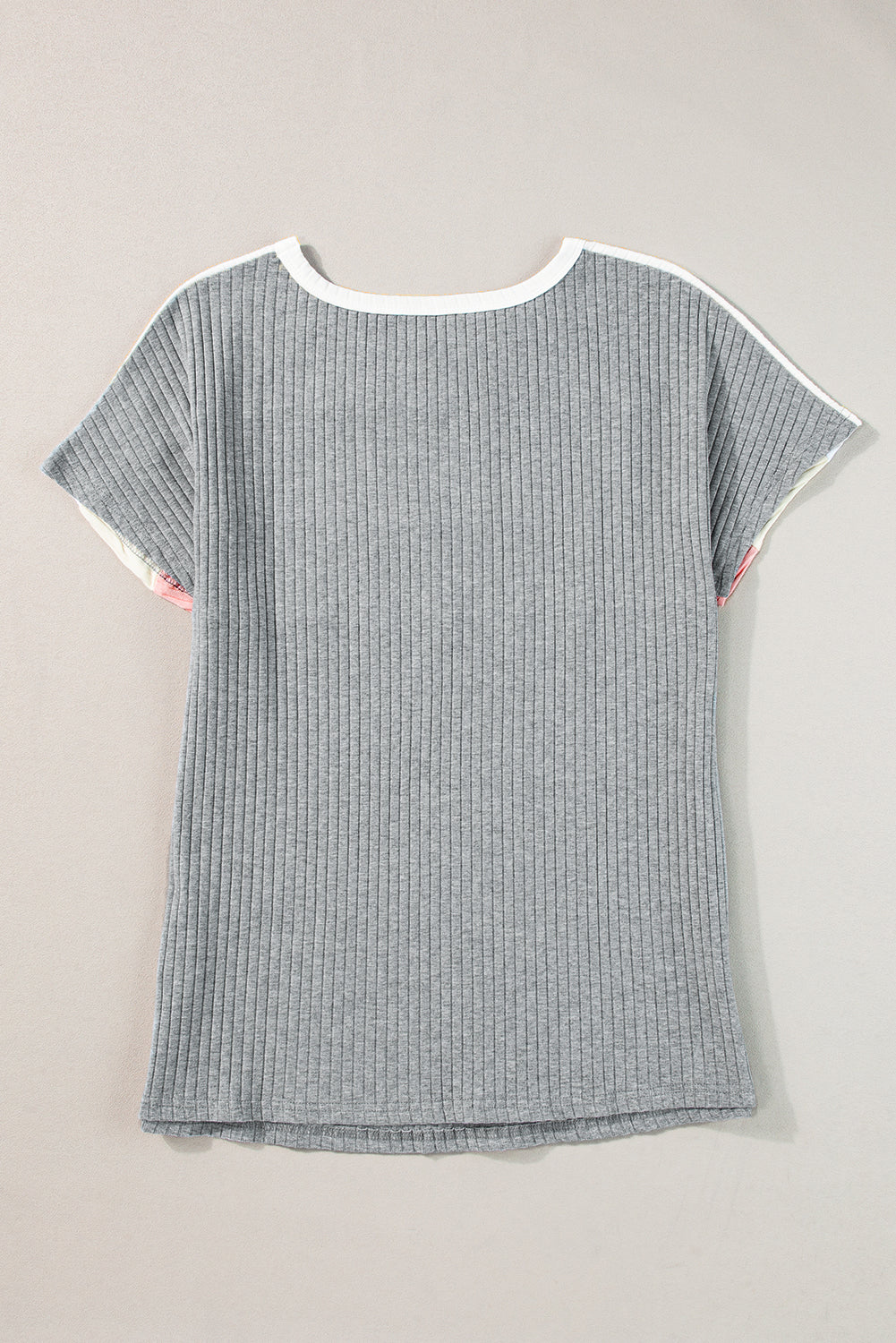 Moonlight Jade Ribbed Color Block Patchwork T-shirt