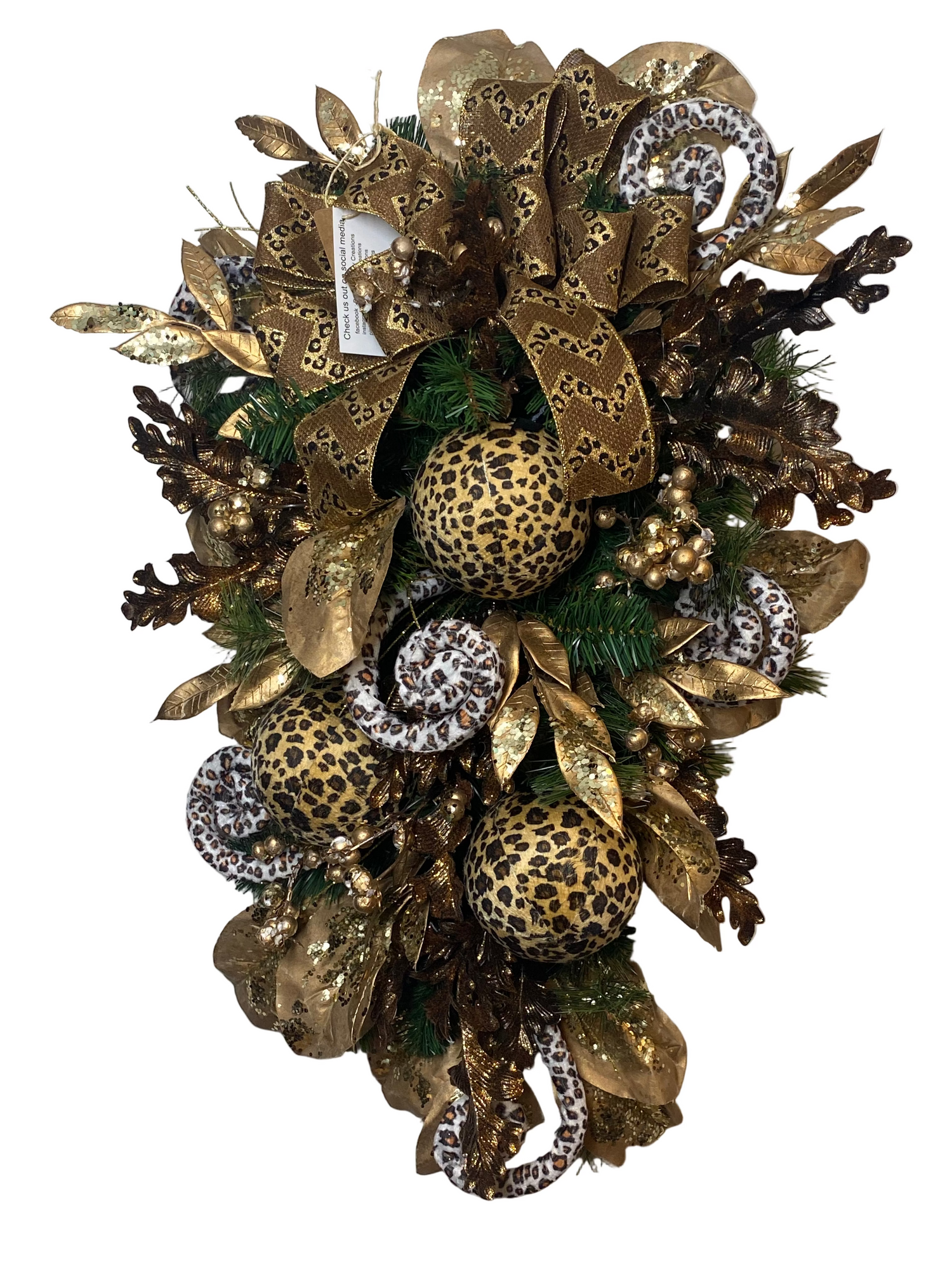Leopard teardrop swag, Christmas teardrop swag