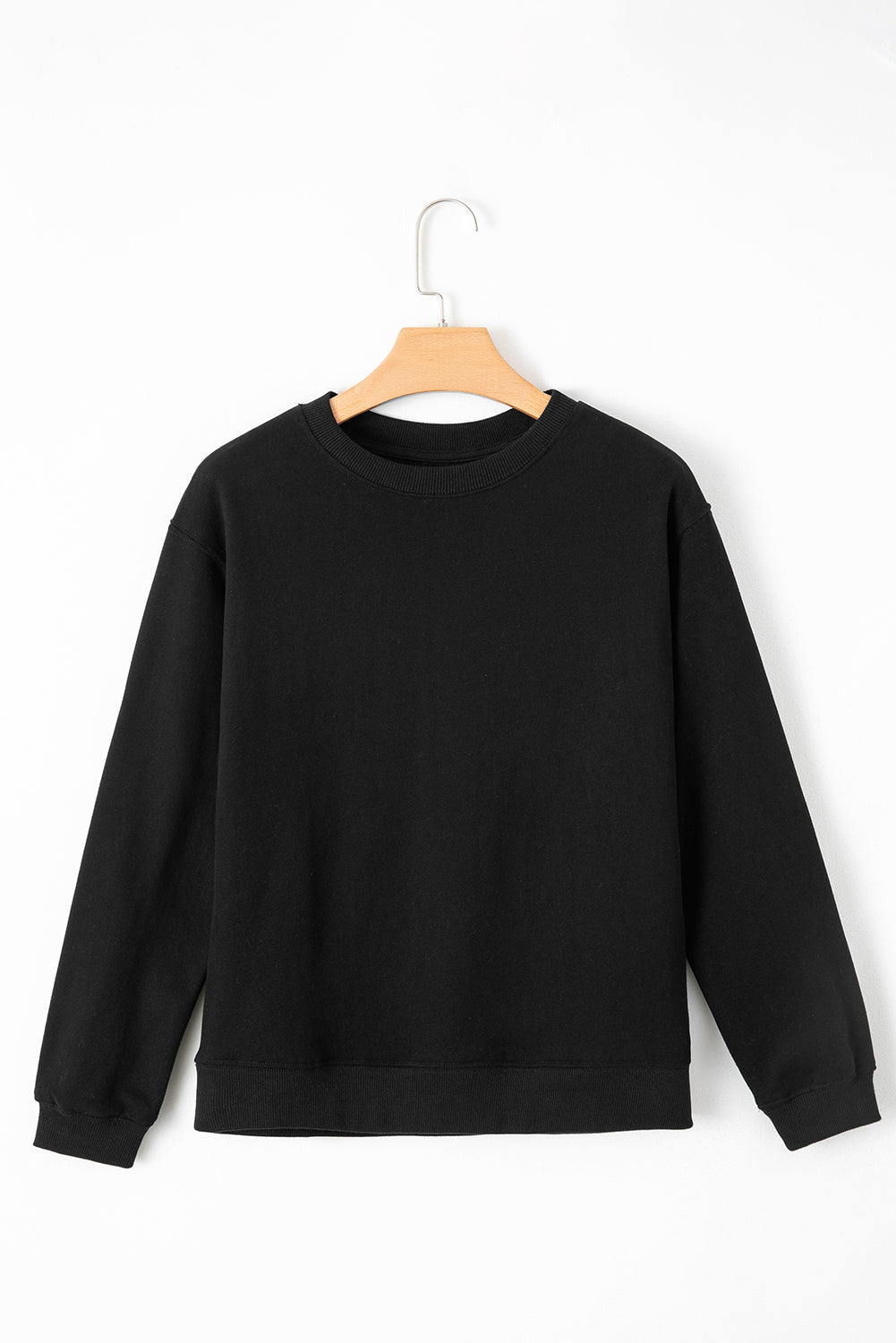 Gray Solid Fleece Lined Drop Shoulder Terry Sweatshirt
