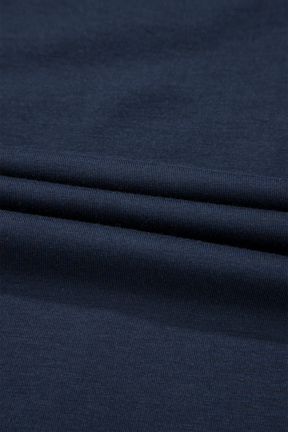 Blue Sapphire Solid Color Toothpick Stripe Round Neck T Shirt