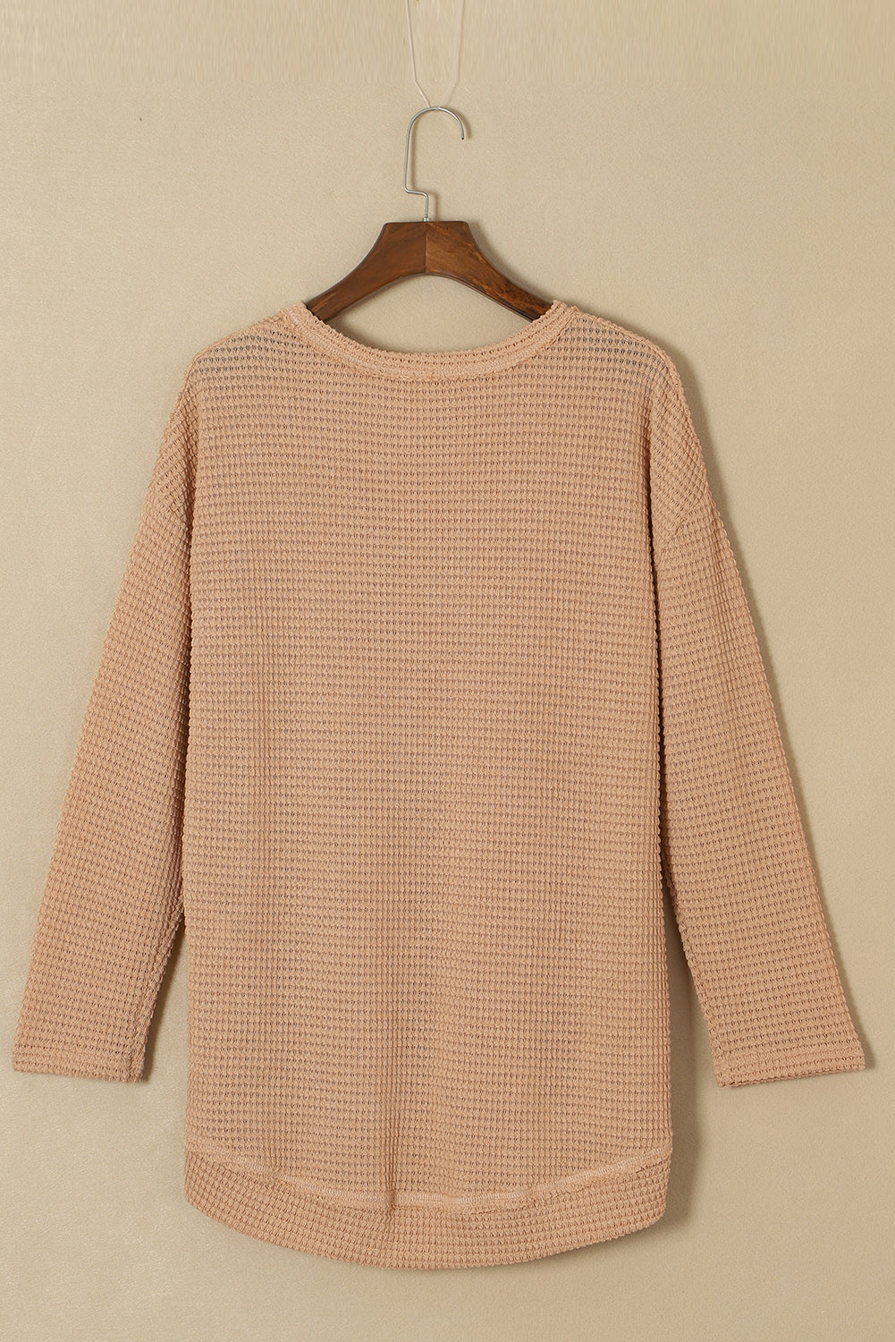 Gray Waffle Knit High Slits Oversized Top