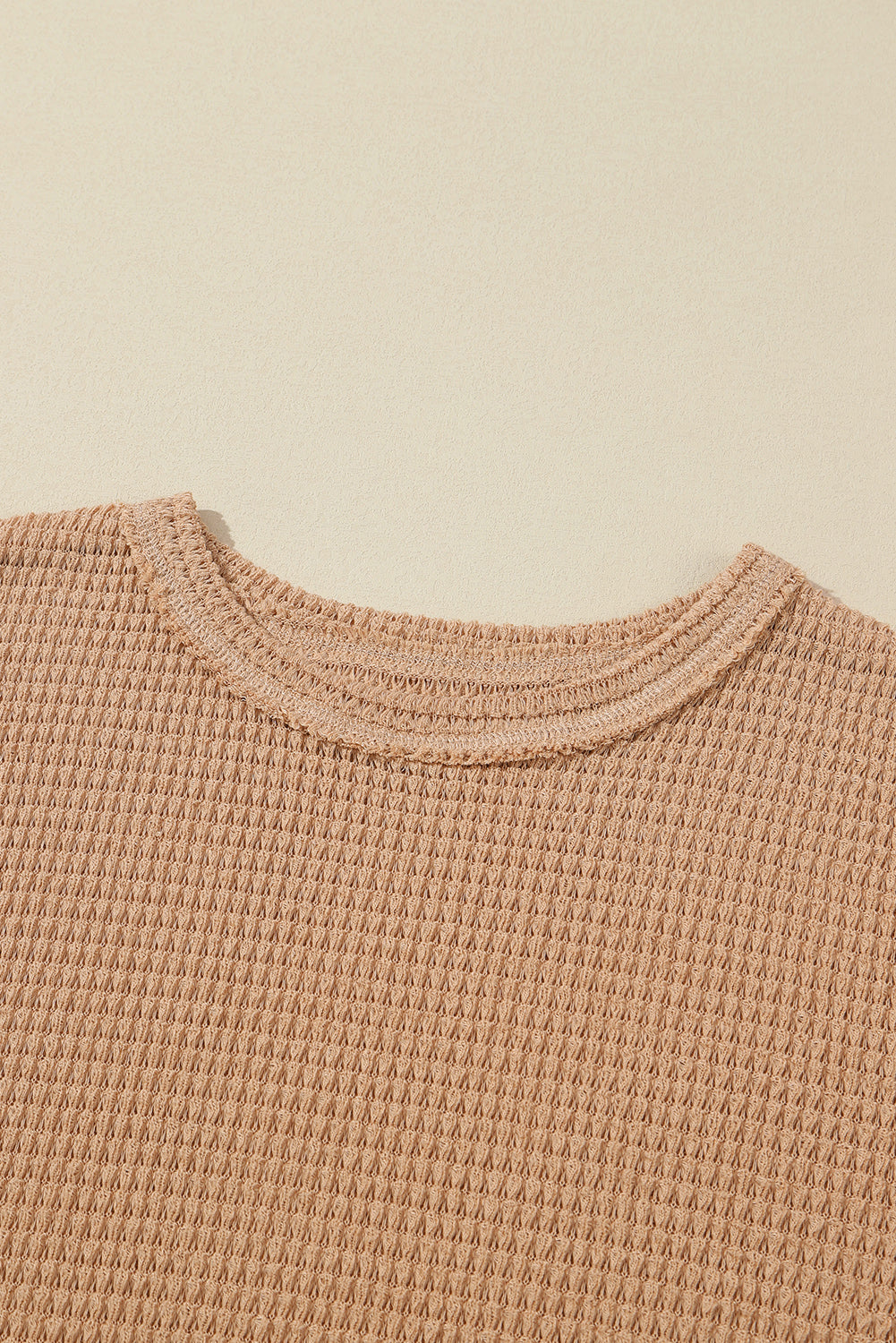 Gray Waffle Knit High Slits Oversized Top