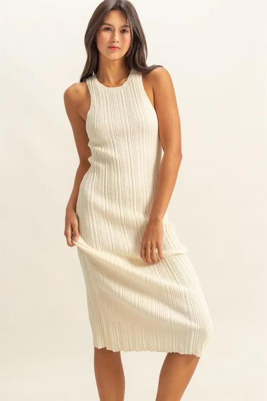 open lace back dress HYFVE Round Neck Bodycon Ribbed Knit Dress – Barbs Country Creations