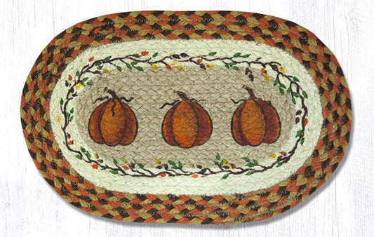 Hand Stenciled Oval Swatch with Harvest Pumpkin Design