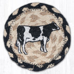 5" Round Hand Stenciled Coaster with Cow Design