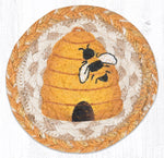 5" Round Hand Stenciled Coaster with Beehive Design