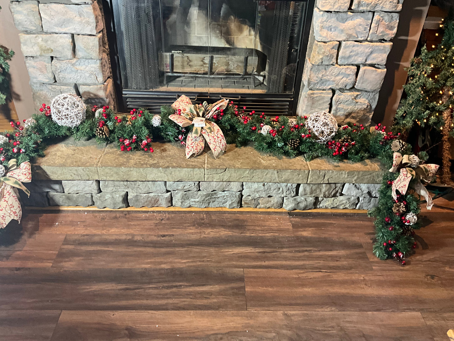 Christmas ice ball and berry garland , rustic garland